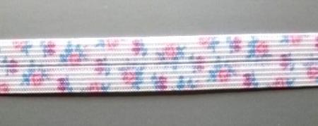 Paspelband weiß Blümchen 14mm   