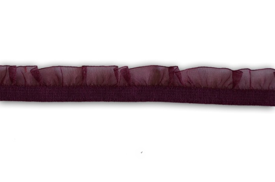 Zierlitze Farbrichtung aubergine Rüschenkante 12mm 