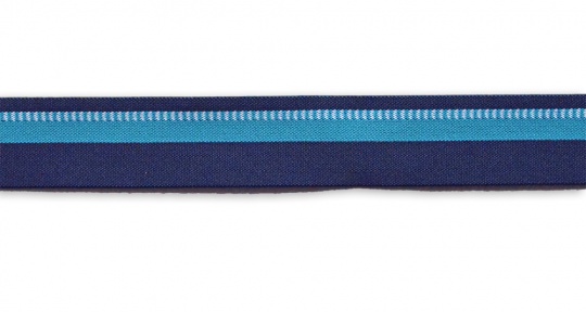 Bundgummi Farbrichtung nachtblau/weiß/"blaupetrol" Streifen 30 mm 