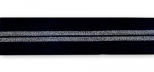 Bundgummi Farbrichtung nachtblau mit silber Glitzerstreifen   25mm 