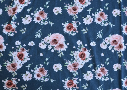 Baumwolle Jersey Digital bunt Blumen Farbrichtung indigo 