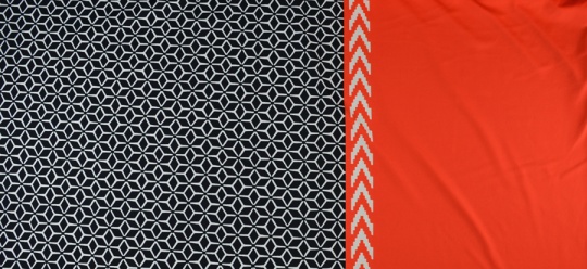Badeware Druck geometrisch Farbrichtung creme/schwarz/orange dunkel 