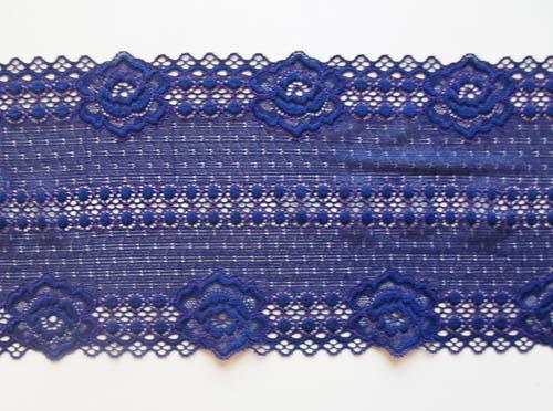Spitzenband Farbrichtung kobaltblau/rötlich lila 14cm Meterware 