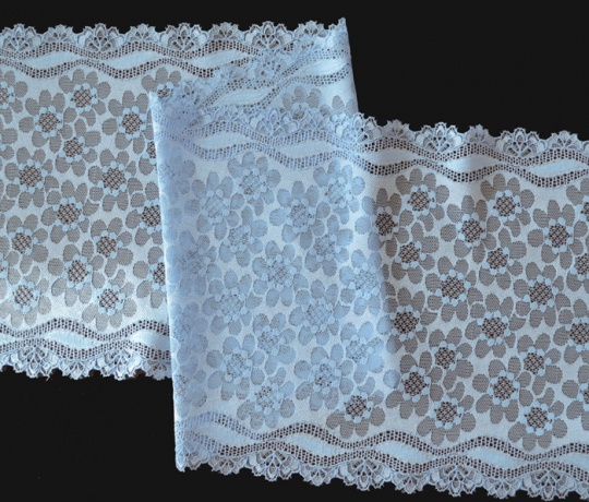 Spitzenband  Farbrichtung  lichtblau 23 cm  individuell abgeschnitten