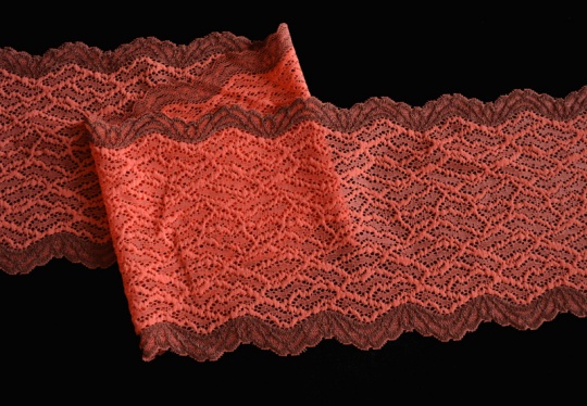 Spitzenband Farbrichtung mittelbraun/hummerrot 15,5 cm  