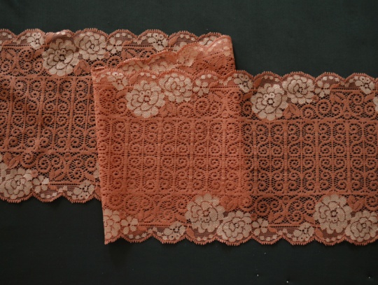Spitzenband  Farbrichtung  orange zart/orangerot dunkel 16cm individuell abgeschnitten