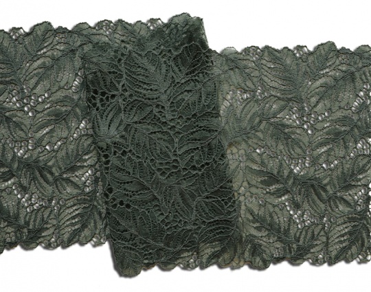 Spitzenband Farbrichtung bläulich grau silberfarn grün  21cm individuell abgeschnitten